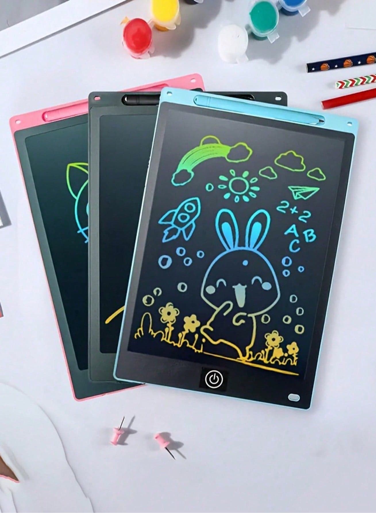 Youngsters' Creative Drawing Pad - Vibrant Eye-Safe LCD Screen, Inkless & Dust-Free Design, Multi-Functional Art and Craft Board with Stylus, Erasable Surface, and Portable in Black