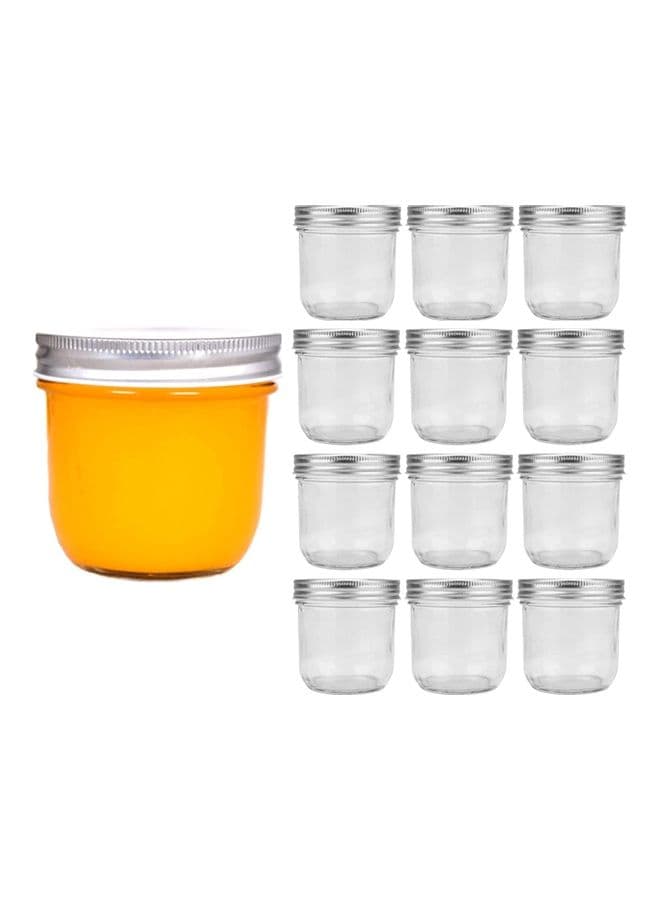 Clear Glass Jars Set of 12 with Metal Regular Lids