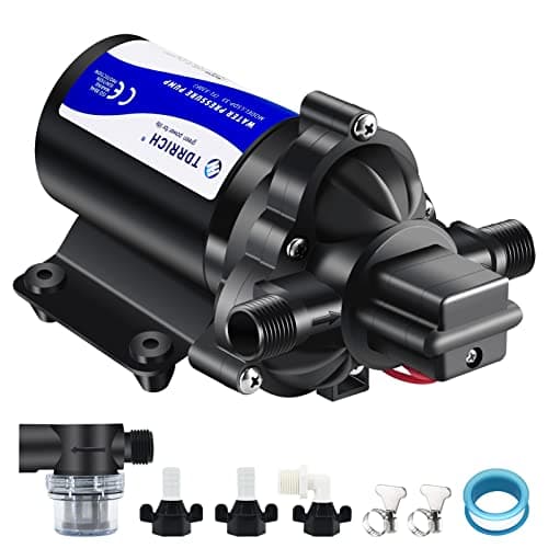 TDRRICH Water Pressure Booster Pump for RV,12V Diaphragm Power Water Pumps 4GPM 45PSI Self-priming Pump,Diaphragm Transfer Pump for Boats Inline Garden Hose Lawn Camper Sprinkler Irrigation