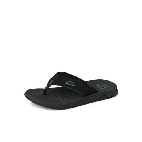 Reef Phantoms Mens Beach Flip Flop, Water Friendly, Soft and Supportive Molded Footbed, Black, 9