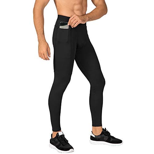 WRAGCFM Compression Pants Mens Leggings,Compression Tights for Men Workout Athletic Running Sports Gym Basketball Leggings Yoga Pants Quick Dry Black,M