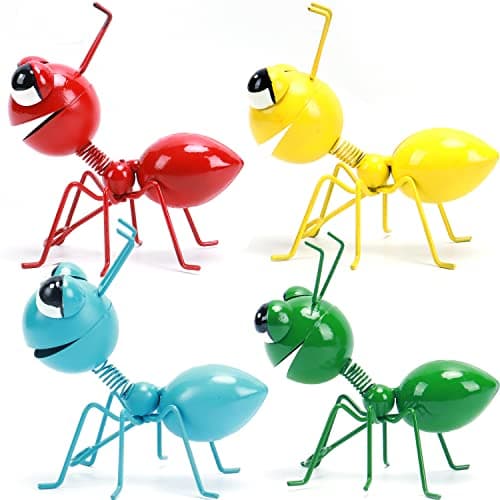 Cruis Cuka Metal Yard Art Garden Decorative Cute Ant Outdoor Wall Sculptures-Set of 4