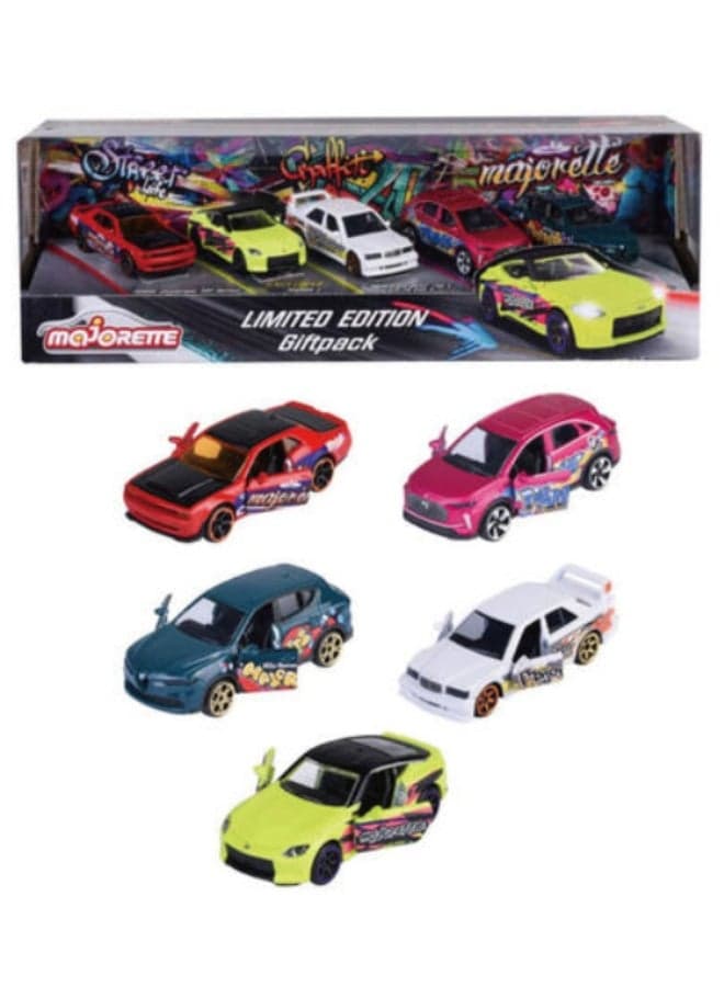 Majorette Limited Edition Graffiti 5-Piece Die-Cast Vehicle Set with 2 Exclusive Cars, 1:64 Scale