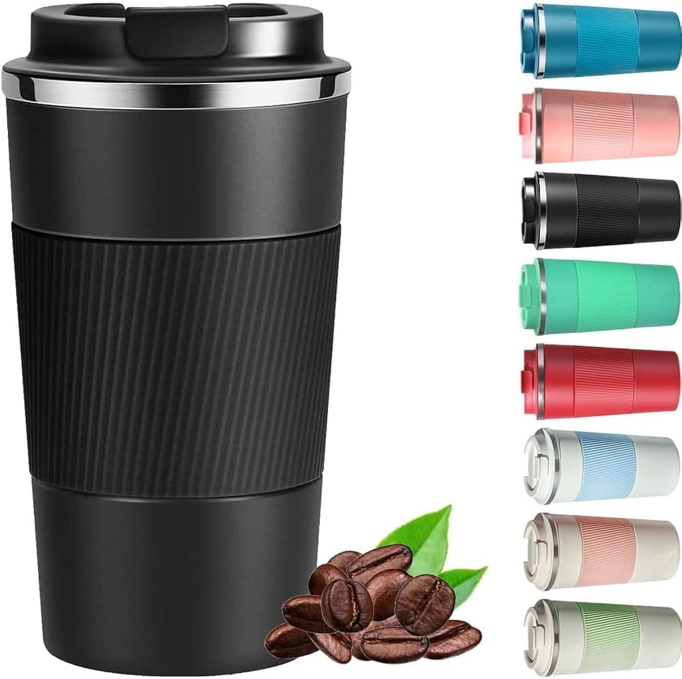 Wosta Insulation Coffee Mug, Reusable Stainless Steel Thermal Travel Cup With Leakproof Lid 510Ml Double-Wall Vacuum Insulated for Hot&Cold Drinks, Water, Tea (Black)