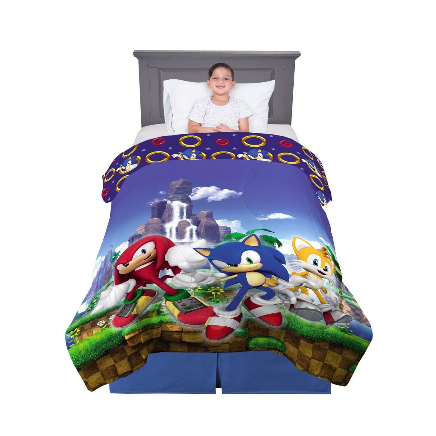 Franco Kids Bedding Super Soft Microfiber Reversible Comforter, Twin/Full, Sonic The Hedgehog, Anime