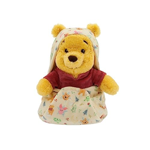 Disney Store Official Winnie The Pooh Plush with Blanket Pouch Babies Plushy in Baby Swaddle Toy for Those who Love Plush Figure Toys Cute Plushies Baby Stuffed Animals Small 10