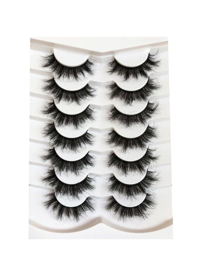 False Eyelashes Fluffy 8D Faux Mink Lashes Pack 15MM Wispy Short Natural Fake Eye Lashes 7 Pairs Multipack