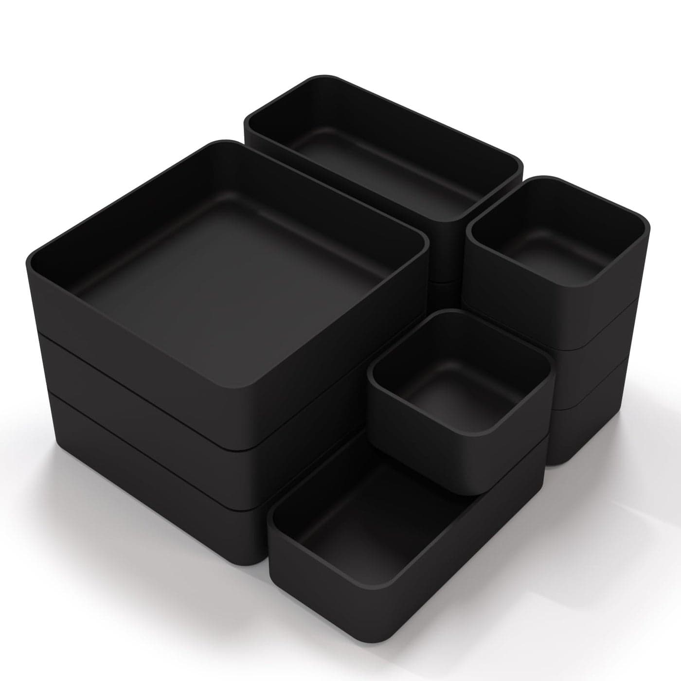 11Piece Stackable Drawer Organizer Set Multisize Desk Drawer Organizer Trays Vanity Storage Bins for Storing Makeup Stationery Utensils in Bathroom Dresser Office and Kitchen