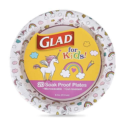 Glad for Kids Unicorn Paper Plates Heavy Duty Disposable Party Plates Colorful Design for Birthday Parties Zoo Pals Kids Paper Plates Bulk Pack of 20 85 Inch