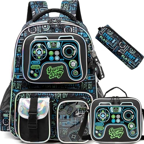 Meetbelify Backpacks for Boys School Backpacks for Elementary Students Ages 810 Kids Aesthetic Travel Backpack Laptop Bookbag with Lunch Box Pencil Case 3 in 1 Backpack Set for Boys