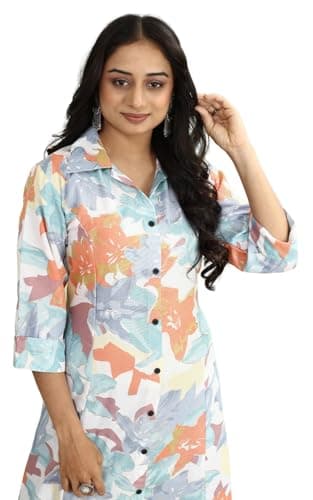 KESUDI A Line Dresses for Women Western Rayon Floral One Piece Dress for Women | Stylish Flared Roll Tab Sleeve | Knee Length Midi Maxi Dress | Wear as Beach, Party (in, Alpha, L, Regular, Orange)