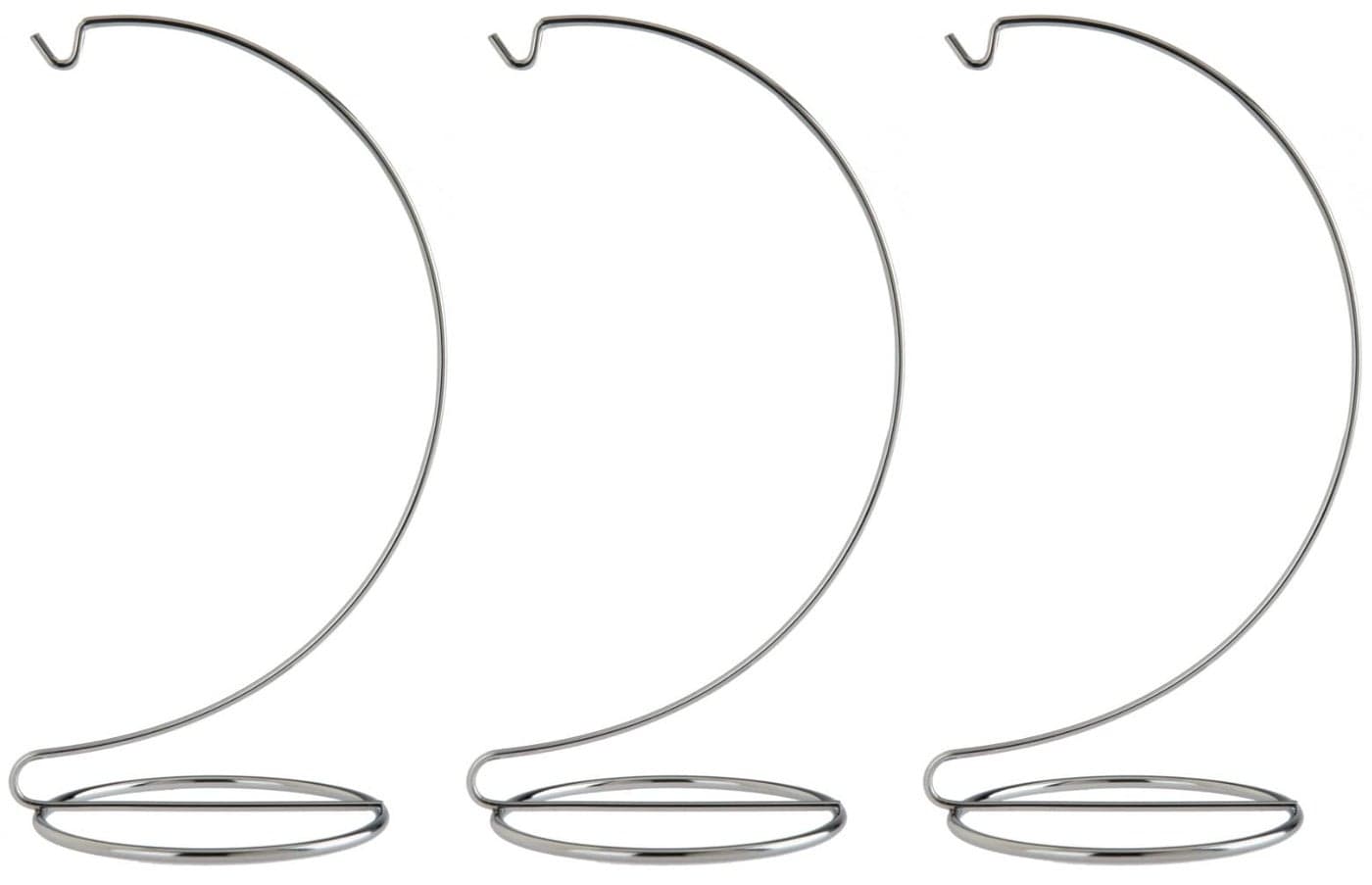 Creative Hobbies 10 Inch Chrome Ornament Display Stands Elegant Wire Hangers for Ornaments Terrariums Pack of 3