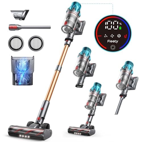 Cordless Vacuum Cleaner 550W/45Kpa, Stick Vacuum Cleaners 60 Mins Max Runtime with Charging Dock, Self-Standing Handheld Vacuum with Touch Display, 6-in-1 Vacuum Cleaner for Carpet/Hard Floor/Pet Hair