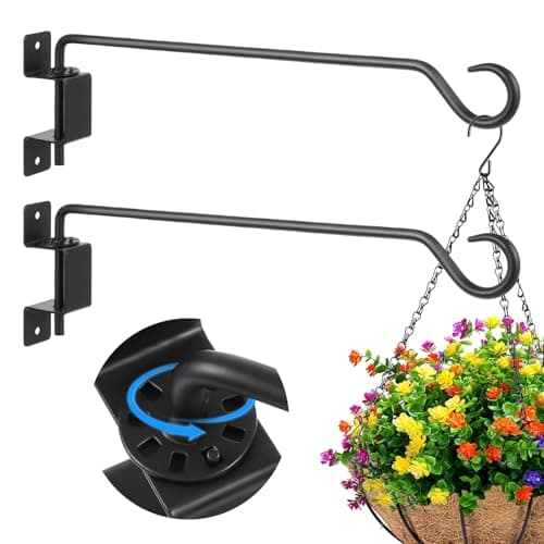 JOUTYFOR 16 inch 2 Pack Swivel Plant Hangers Outdoor Heavy Duty Black Iron Plant Hanging Hook Bracket for Flowers Baskets Pots Bird Feeder Lanterns Wind Chimes