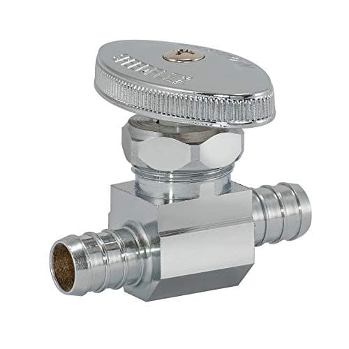 Eastman Multi-Turn Straight Stop Valve, 1/2 Inch PEX Outlet x 1/2 Inch PEX Inlet, Chrome Plated, 04492LF