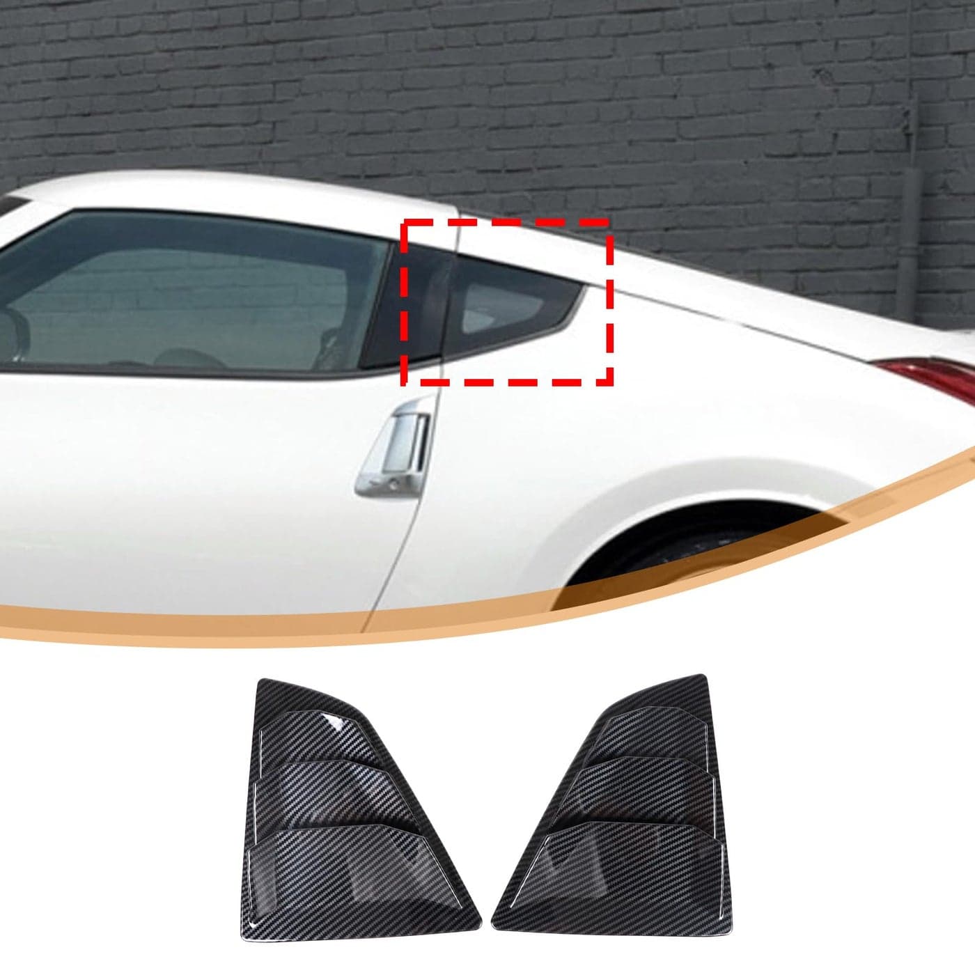 Daeiclru Rear Side Window Louvers Compatible with Nissan 370Z 20092020 Rear Side Window Louver Decorate Cover Air Vent Scoop Shades Cover Accessories Carbon Fiber Pattern