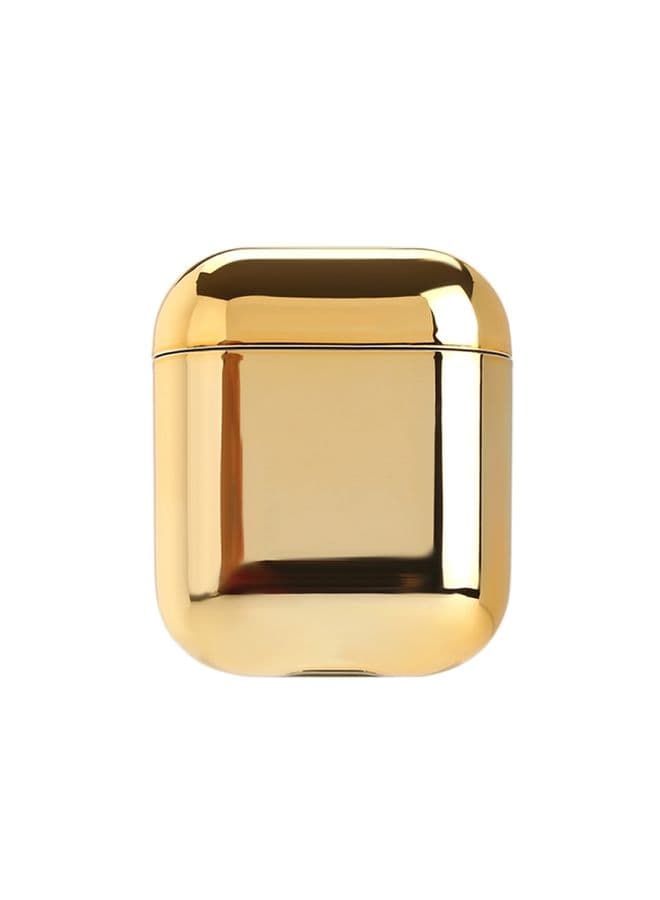 Case Cover For AirPods 1/2 Electroplated PC Earphones Shockproof Protective Case Gold