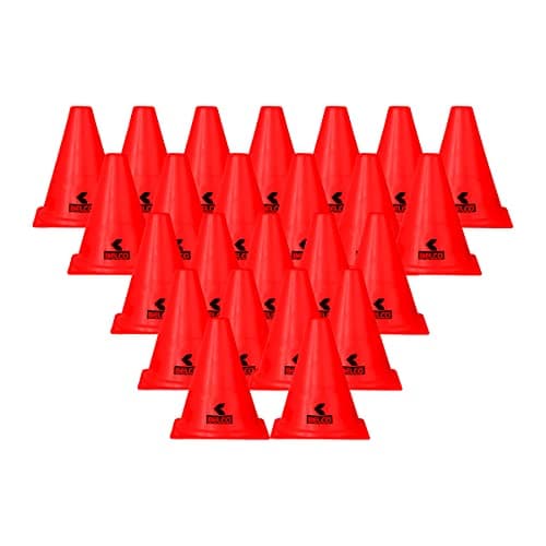 Belco Sports Agility Training Marker Cones for Football Fitness Track and Field Kids Cricket6 Inch Cone Marker Set Red (RED, Pack of 24)