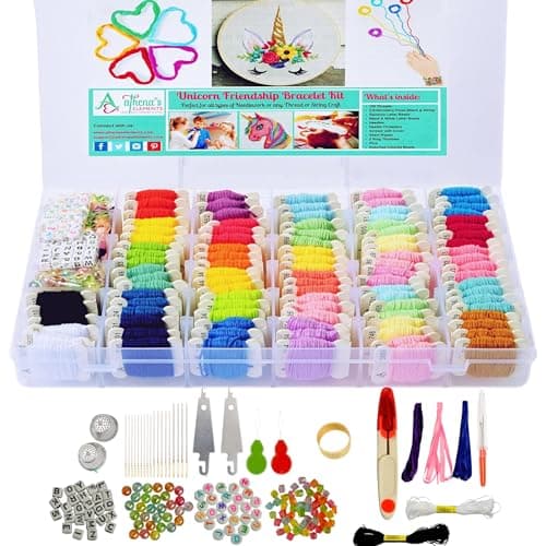 Athena's Elements - Embroidery Floss, Cross Stitch Thread, 276 Pcs Friendship Bracelet String Kit, Thread and Accessories - Perfect for Bracelet Making & DIY Embroidery Projects - Supplies
