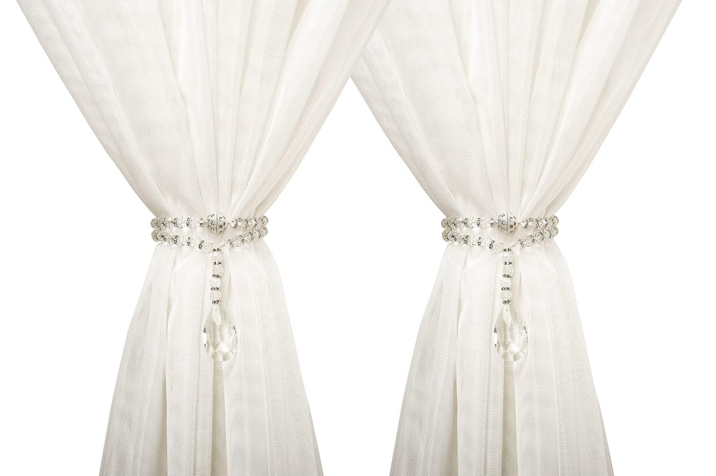 SUQ I OME 1 Pair of Luxury Crystal Beaded Magnetic Curtain Tieback and Holdback Curtain Clips Curtain Buckle Curtain Holder Blingbling Curtain Holdbacks for Drapes,Crystal