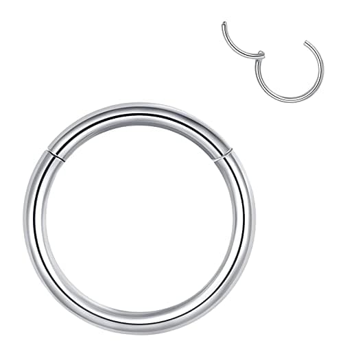 LOVEBODYJEWELRY 18g 8mm Hinged Hoop Nose Ring Silver Septum Ring Clicker 316L Surgical Steel Nose Hoop 18 Gauge Cartilage Earring Nose Piercing Body Jewelry Helix Daith Tragus Earrings Lip Rings