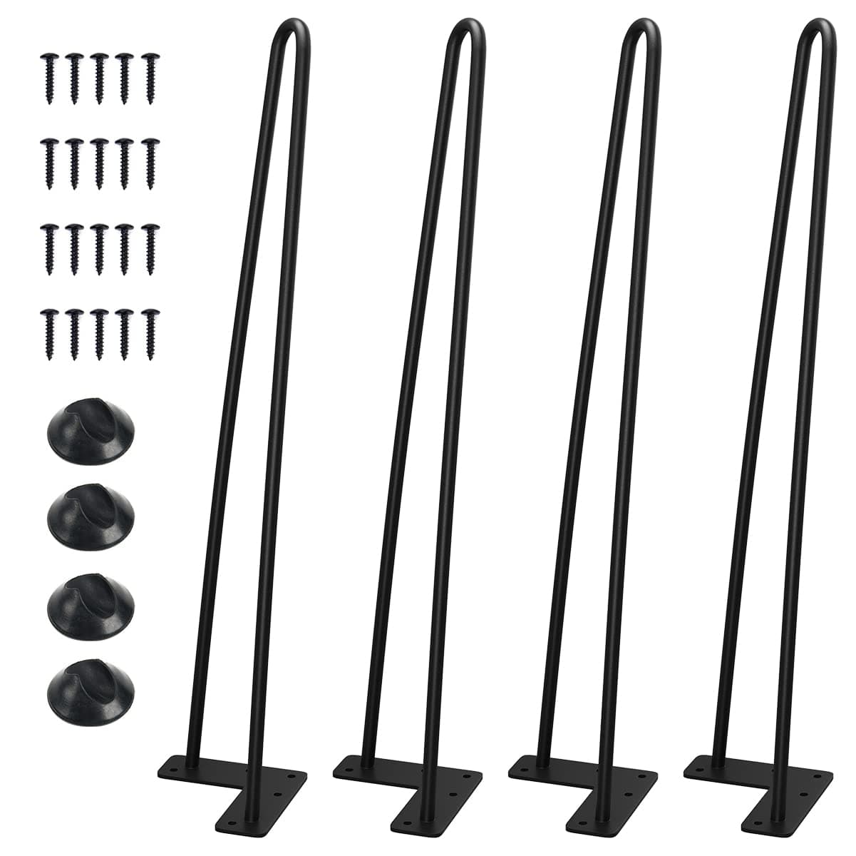 SMARTSTANDARD 20 Inch Heavy Duty Hairpin Furniture Legs Metal Home DIY Projects for Nightstand Coffee Table Desk etc with Rubber Floor Protectors Black 4PCS