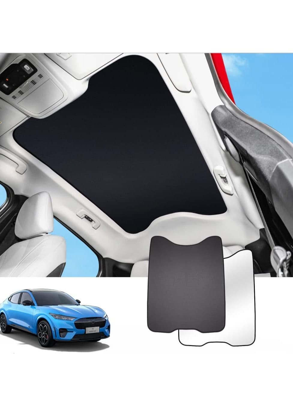 Sunshade for Ford Mustang Mach E Top Window Foldable Sunsheild UV Reflector Sunroof Visor Shield Cover Light Weight Blocks 99% Rays and Reflects Sunlight