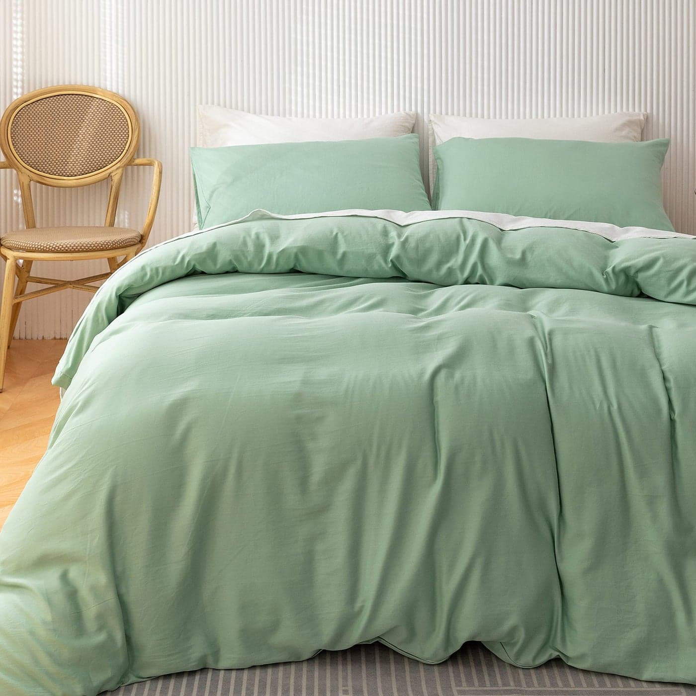 HeimenAogo Egyptian Cotton Duvet Cover Set Queen Ultra Soft and Breathable Comforter Cover with Zipper Closure High Thread Count Long Staple Cotton Blanket Cover 3pcs 9090 Silt Green