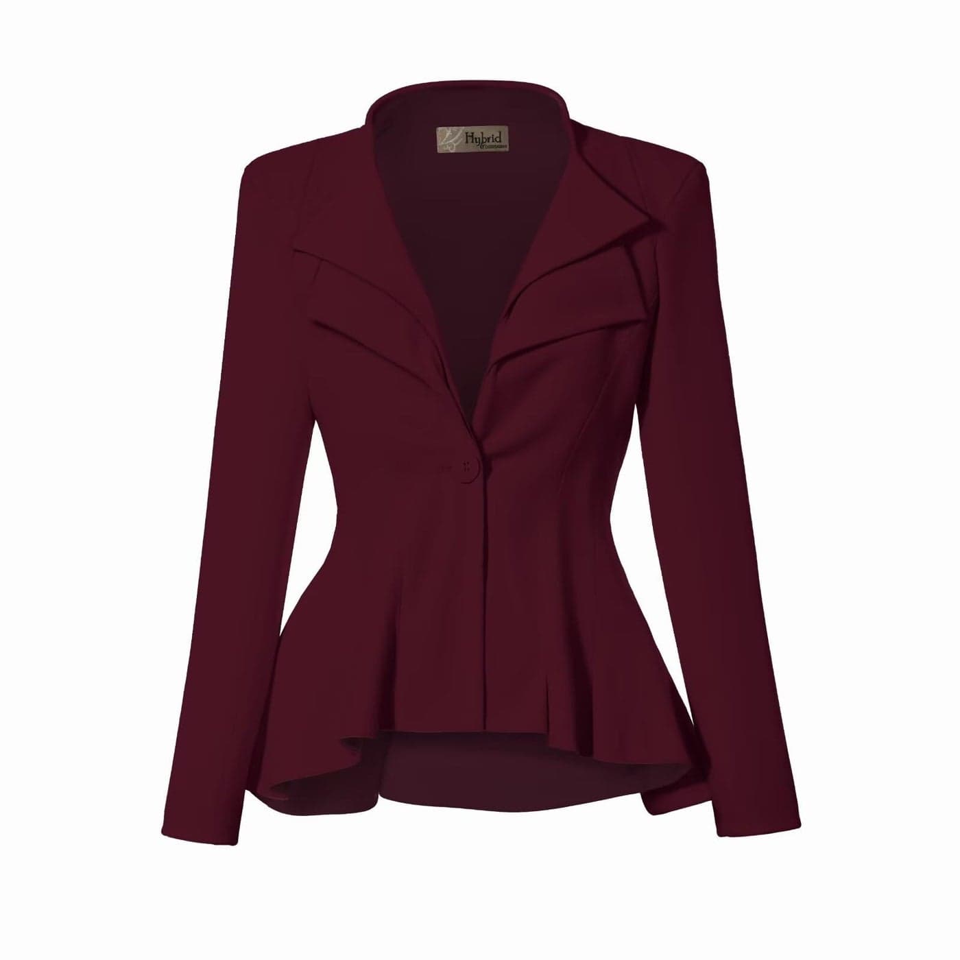 Hybrid Company Women Double Notch Lapel Office Blazer JK43864 1073T Wine Medium