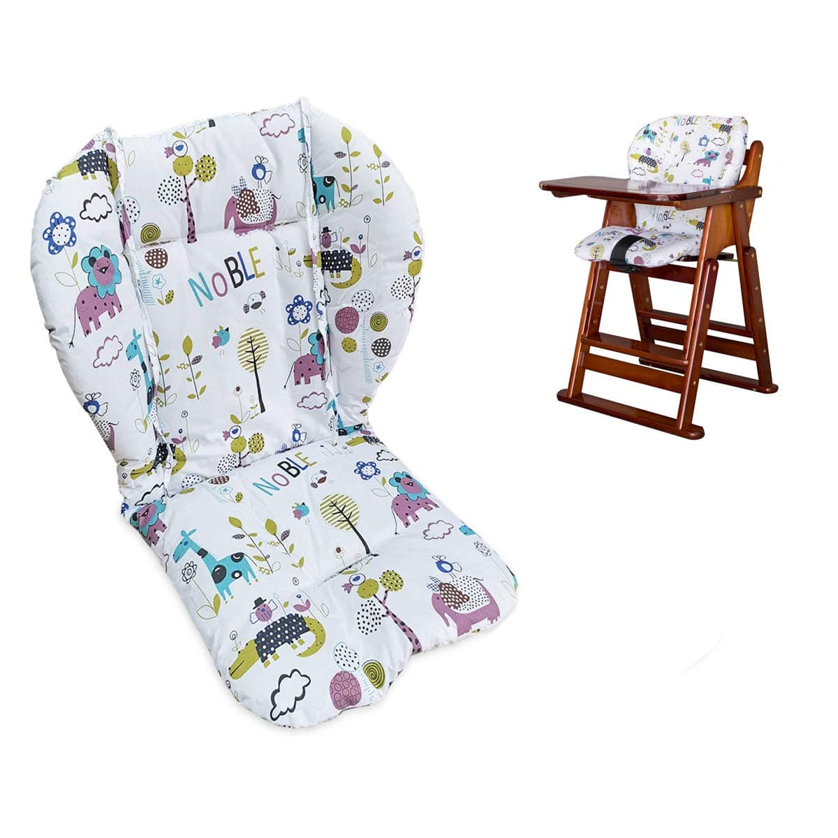 Twoworld High Chair Cushion Large Thickening Baby High Chair Seat Cushion Liner Mat Pad Cover Breathable Animal World