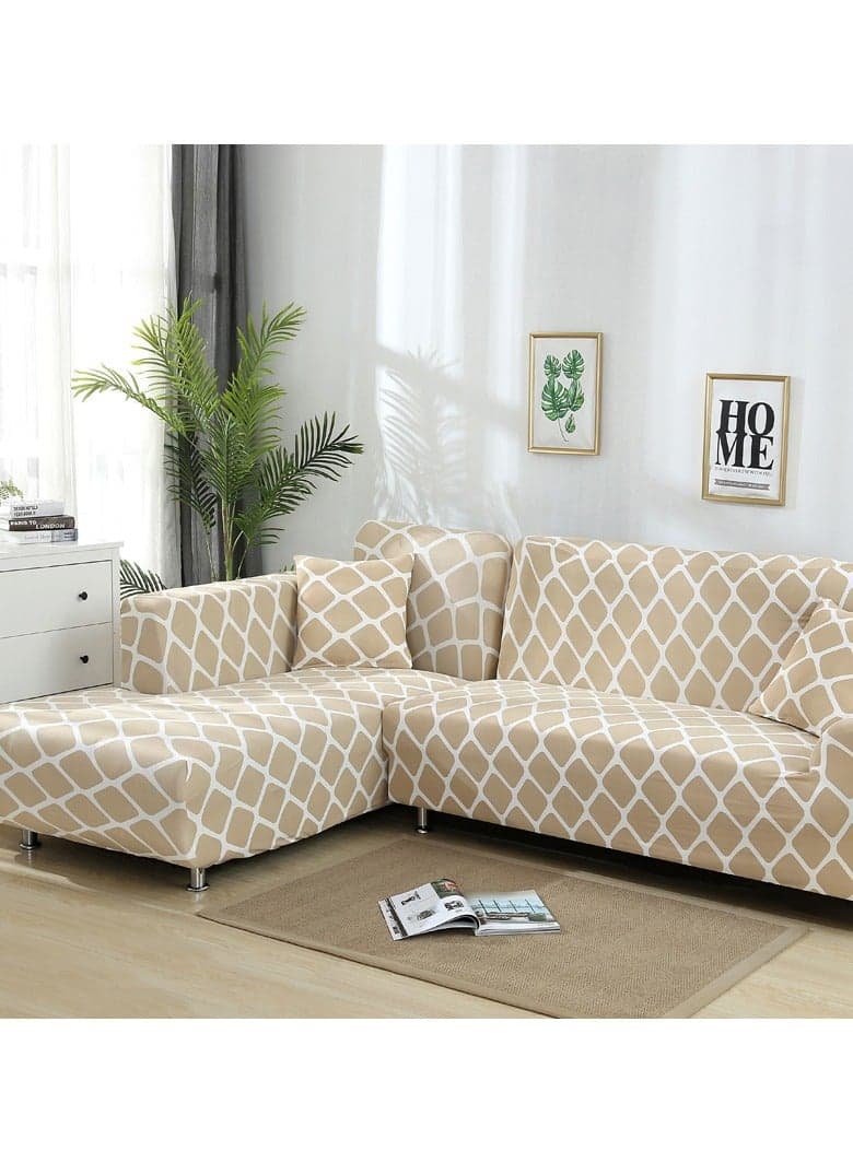 Sofa cover, elastic printed sofa protective cover, anti slip furniture cover, anti fouling and wear resistant, suitable for all seasons, suitable for two seater sofas, 145 to 185cm