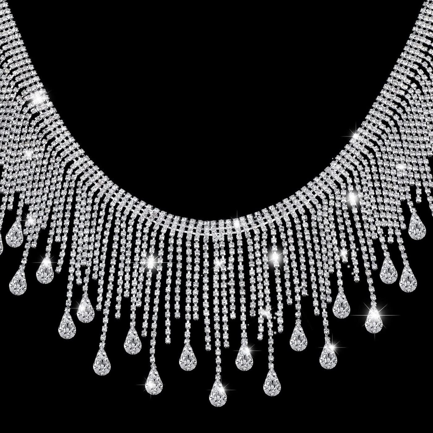 Juinte Rhinestone Fringe Trim Rhinestone Ribbon Tassel Chain Applique Diamond Crystal Tassel Fringe Trim for Sewing Crafts Clothing Accessories Jewelry DIY Decoration1 Yard