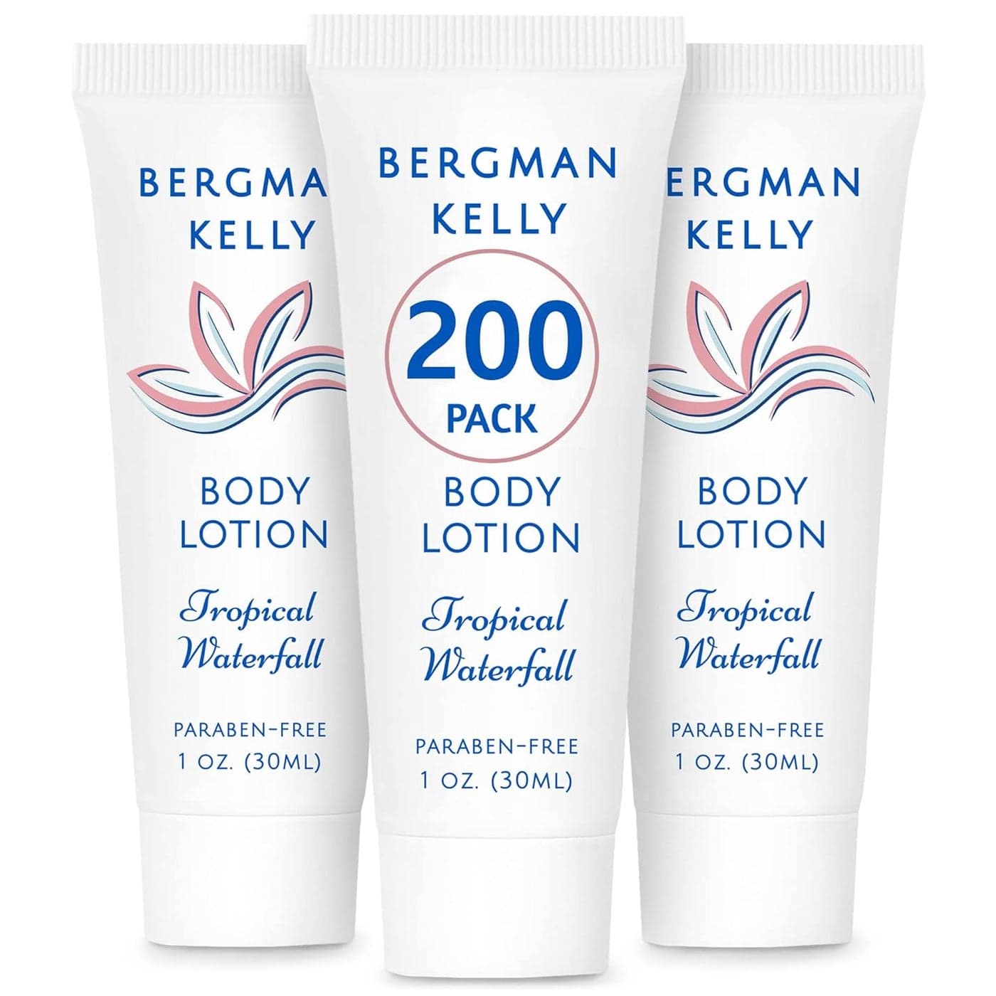 BERGMAN KELLY Travel Size Lotion 1 fl oz 200 PK Tropical Waterfall Delight Your Guests wInvigorating Refreshing Body Lotion Quality Mini Small Size Guest Hotel Toiletries in Bulk