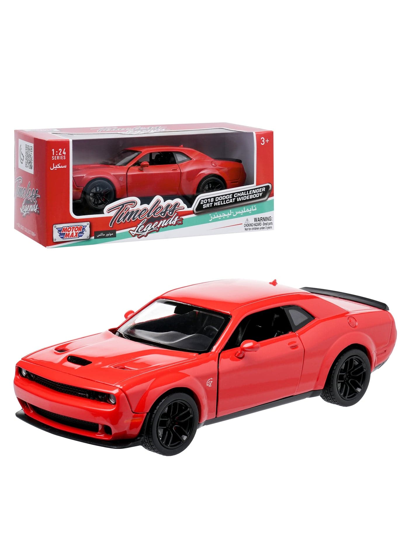 2018 Dodge Challenger SRT Hellcat Widebody Die-Cast Model Car 1:24 Scale | Officially Licensed American Muscle Car Collectible | Opening Doors, Detailed Interior & Free-Wheeling Toy
