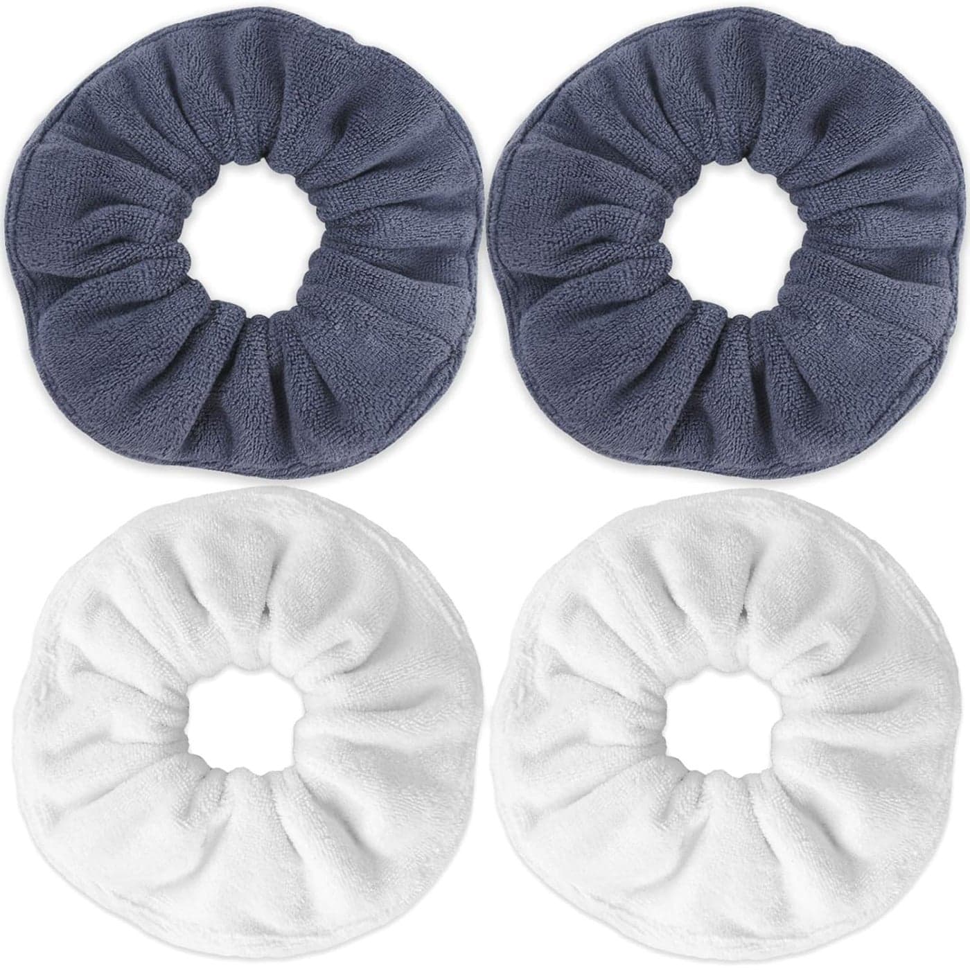 IVARYSS Super Towel Scrunchies for Drying Hair Absorbent and Soft Microfiber for Frizz Free Large Thick Ponytail Holder Wet Hair Accessories for Women and Girls 4 PCS White Grey