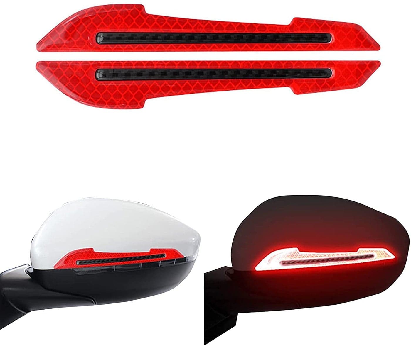 Allure Auto® 2 Pieces Reflective Car Stickers Set Rearview Mirror Reflective Warning Stickers Car Side Reflective Stickers for Car Safety (Red) for Toyota Innova