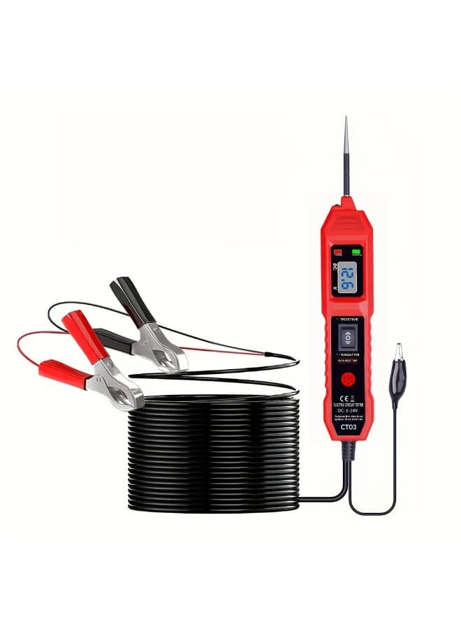 Multifunctional Car Circuit Tester, Digital Display Short Circuit Finder, 6-24V AC/DC Car Power Tester, Component Activation Electrical Tester for Trailer Lights Testing/Continuity Testing