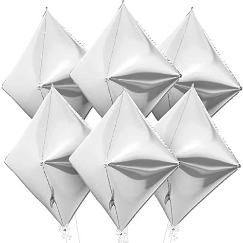 Katchon Big Metallic Silver Balloons 22 Inch Pack Of 6 4d NYE Balloons for New Years Decorations 2026 Silver Mylar Balloon Christmas Decorations New Years Eve Party Supplies 2026