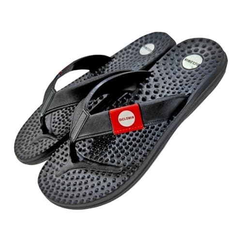 Diclowin Ortho Acupressure Slippers for Pain Relief | Boosts Blood Circulation | Anti Slip, Lightweight ,Flat Casual & Stylish | Black | 1 Pair Size 8 (Black, UK Footwear Size System, Adult, Men, Numeric, Medium, 8)