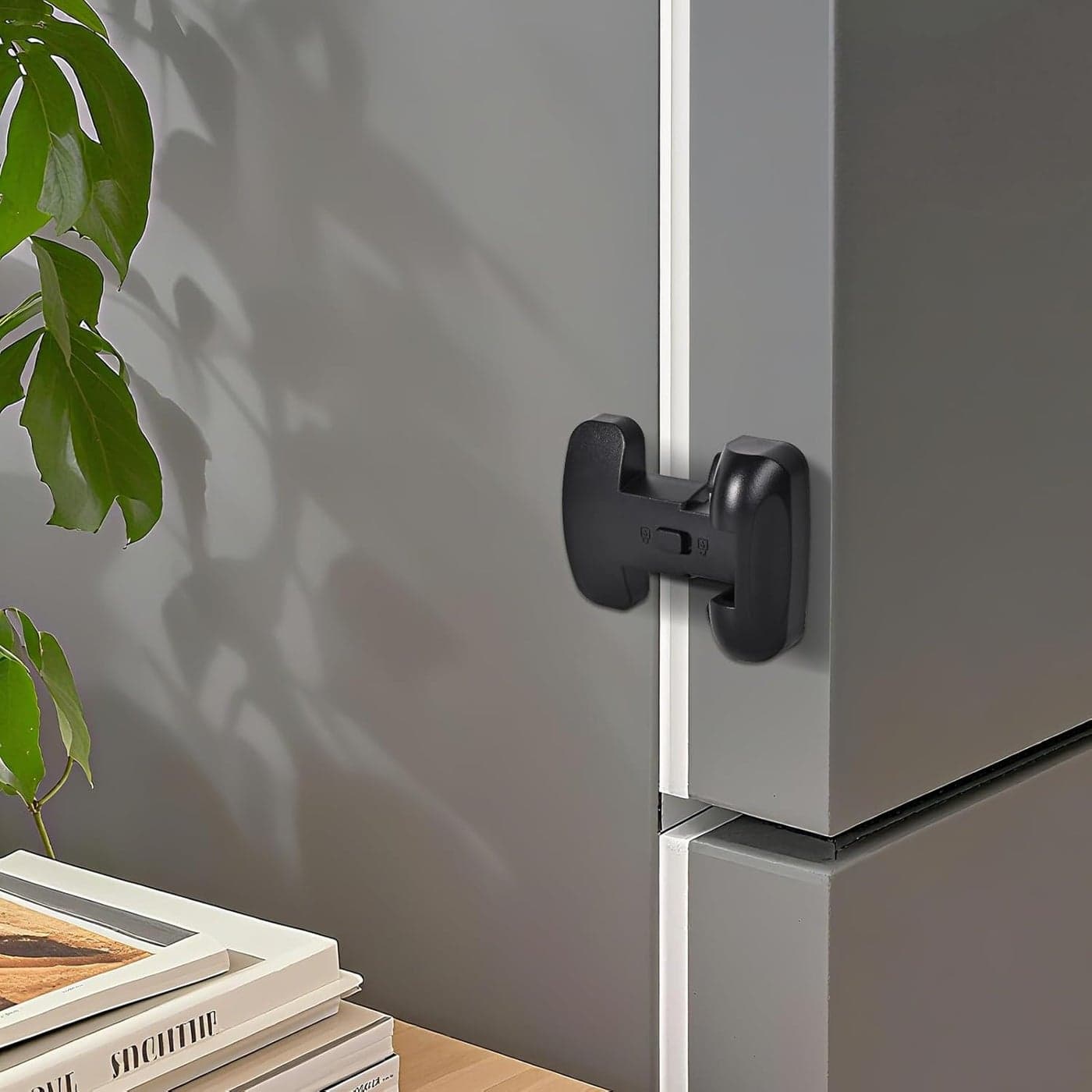 YCT Child Proof Refrigerator Freezer Door Lock Apply to Max 125mm Sealing Strip for Toddlers and Kids no Tools Need or Drill Grey 1PCS
