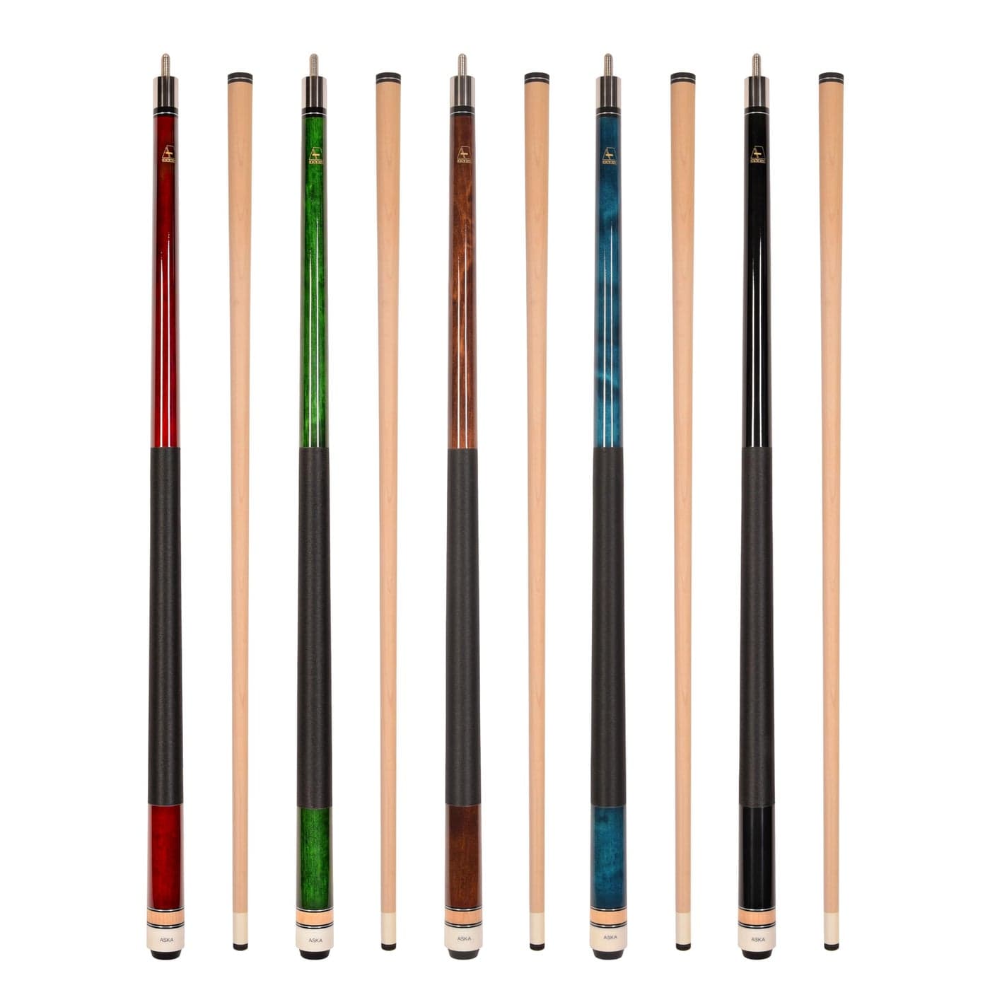 Set of Aska L2 Billiard Pool Cue Sticks 58 Hard Rock Canadian Maple 516x18 Joint 13mm Hard Tip Mixed Weights Set of 5 Sticks