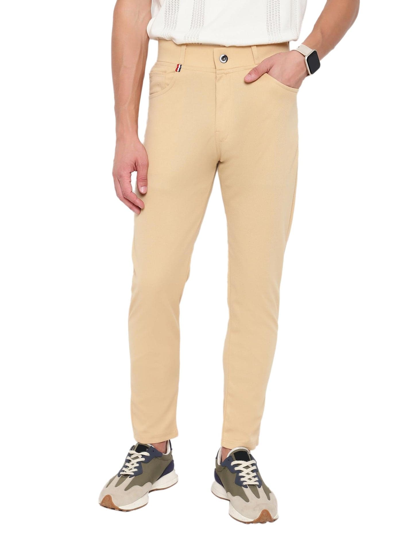 Beige Men's Trouser II Men's Regular Casual Pants II Men's Regular Fit Casual Trouser (Trousers-120-Beige-38)