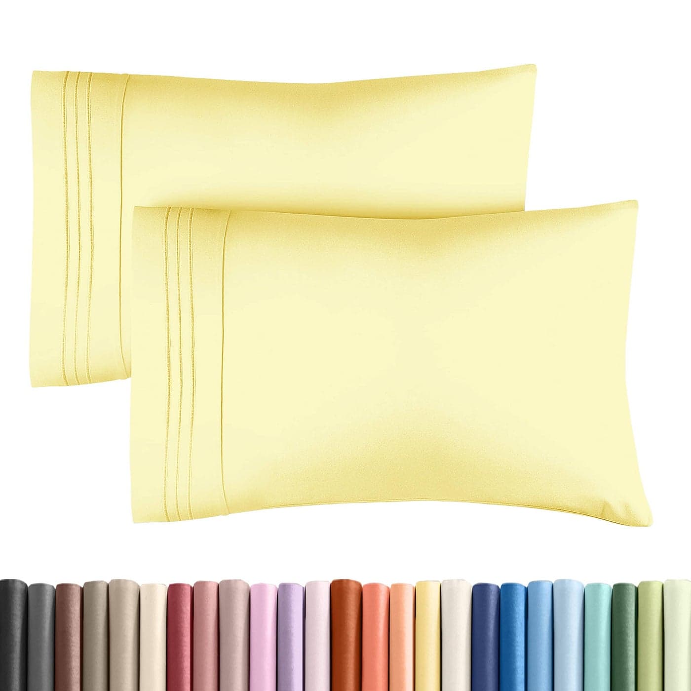 King Pillow Cases Set of 2 Ultra Soft Hotel Quality Pillowcase Covers Comfortable Cozy Bedding for Women Men Kids Teens Machine Washable Pillow Protectors 2 Pieces Set King Size Yellow