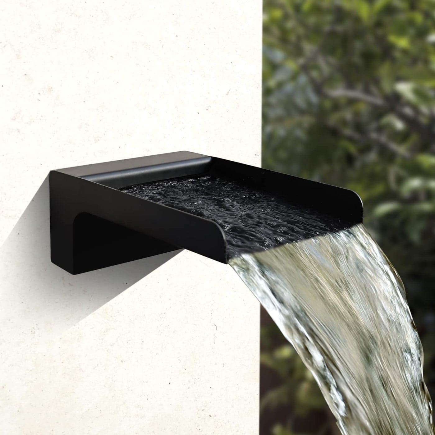 PONDO 304 Stainless Steel Made Exquisite Handcrafted Waterfall Spout for Landscape Water Fountain Spout Scupper Luxury Decoration for Pools Ponds Water Walls Black Powder Coating
