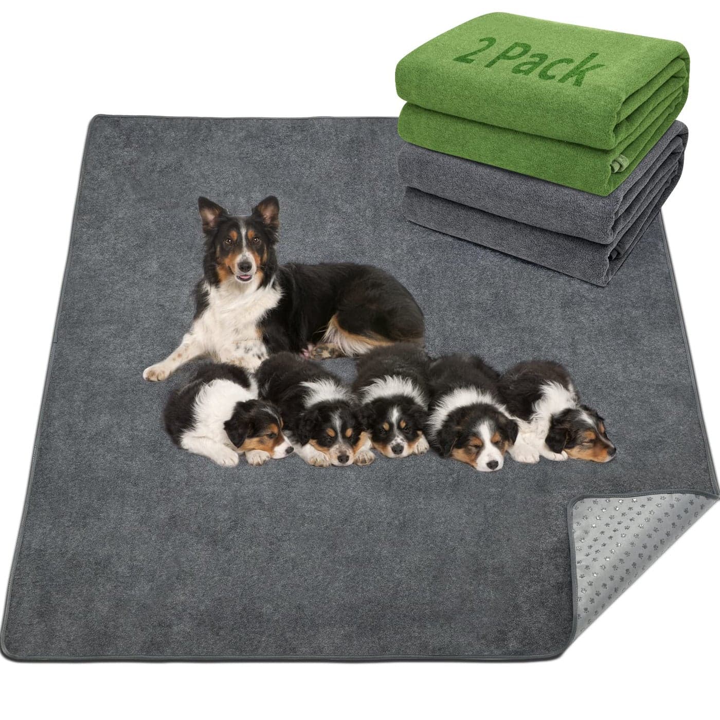 LOOBANI 2 Packs Extra Large Reusable Dog Mat for Floor NonSlip Washable Pee Pads for Dogs Fast Absorbent Pet Whelping Pads Puppy Playpen Mat for Incontinence Housebreak Crate 72x72in Mix