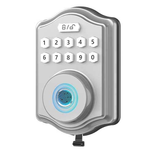 52HZ Fingerprint Door Lock Keyless Entry Door Lock with Code Voice Guidance Electronic Keypad Deadbolt Smart Locks for Front Door AntiPeeping Password Auto Lock Easy to Install Silver