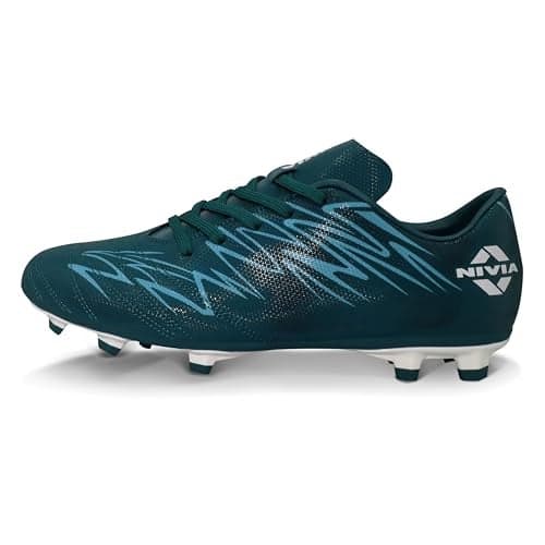 Nivia Encounter 11.0 Football Stud for Men, Synthetic Leather Upper, Lightweight Insole,High-Shear Strength TPU Outsole (Arabian Green) UK-11.0