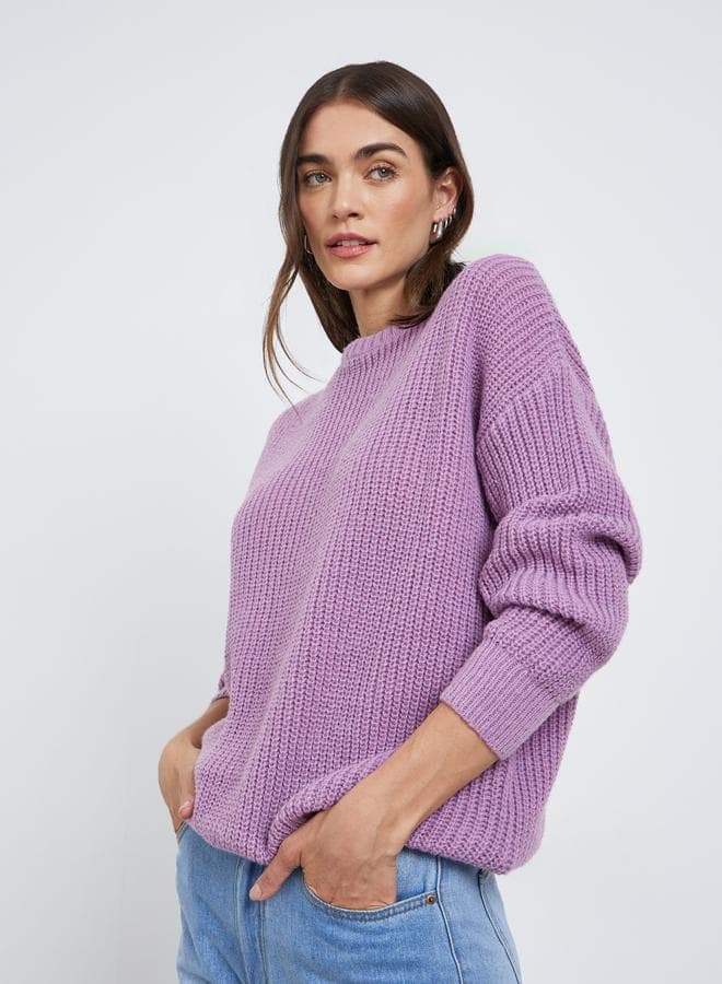 Women Lilac Oversize Knitted Sweater — XXL