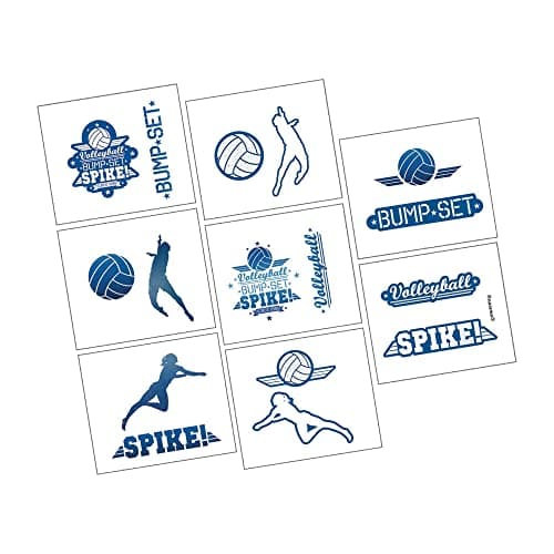 Amscan Volleyball Temporary Tattoos 2 x 1 34 Assorted Designs 16 Pcs