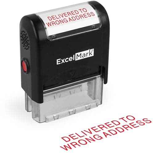 ExcelMark Delivered to Wrong Address Self Inking Rubber Stamp - Red Ink (A1539)